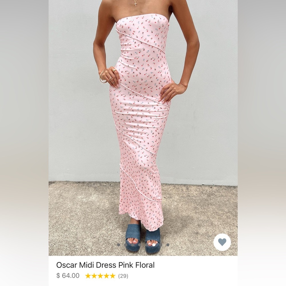 Oscar Midi Dress Pink Floral
